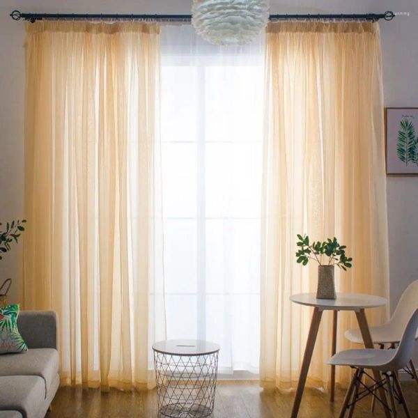 Cortina moderna de poliéster de Color sólido, cortinas de gasa lisas multicolores, cortinas de tul para ventana de hilo