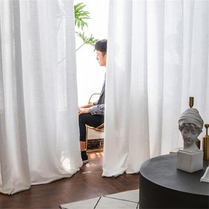 Cortina moderna gruesa de tul blanco, cortinas para sala de estar, dormitorio, cortinas sólidas, ventanas