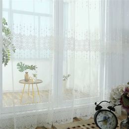 Rideau moderne blanc broderie tulle rideaux pour chambre salon fenêtre élégant voilage prêt à l'emploi