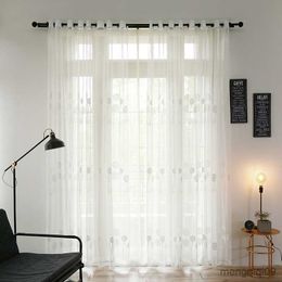 Rideau moderne en Tulle brodé à fleurs blanches, transparent, pour salon, chambre à coucher, fenêtre, décoration de maison, R230815