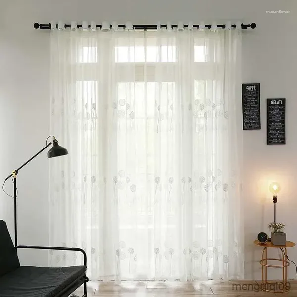 Cortina moderna blanca con bordado Floral, cortinas de tul transparentes para sala de estar, dormitorio, ventana, decoración del hogar
