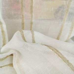 Gordijn Modern Wit Linnen Streep Tule Home Decoratief Sheer Window Pencil PlooD Grie voor de slaapkamer van de woonkamer