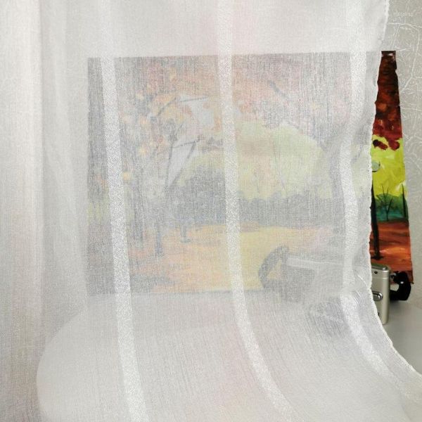 Rideau moderne en lin blanc à rayures, Tulle, Voile de maison, Style américain, fenêtre transparente, œillet plissé pour salon et chambre à coucher