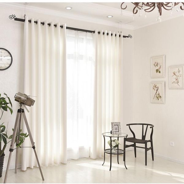 Cortina moderna blanca pura gruesa ventana cortinas para sala de estar dormitorio translúcido ciego algodón Lino tela de tul cortina