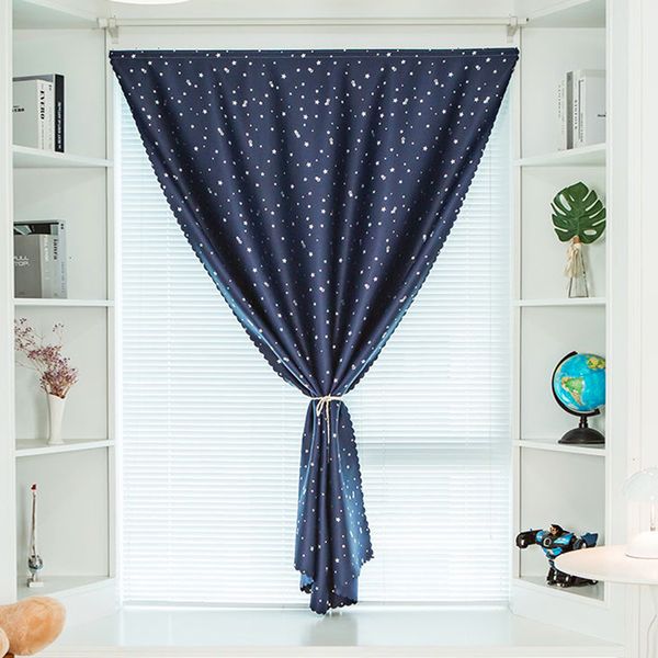 Rideau moderne fenêtre rideaux pour salon cuisine chambre argent étoiles occultant Beige bleu panneau rideaux 230105