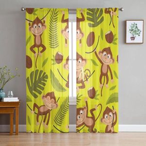 Rideau Singe Sur Tulle Jaune Sheer Fenêtre Rideaux Pour Salon La Chambre Moderne En Mousseline De Soie Voile Organza Décor Rideaux