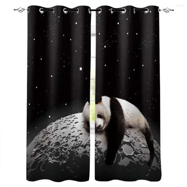 Cortina Noche De Luna cielo Panda tratamientos de ventana cortinas cenefa habitación grande salón baño dormitorio