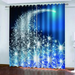 Gordijn Morden Blue Christmas Curtains 3D voor woonkamer kantoor slaapkamer geluiddichte winddicht