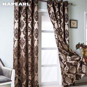 Gordijn Napearl European Style Modern Jacquard Window Curtains Luxury Semi Blackout Panel Black Brown Living Room Drapery 230510