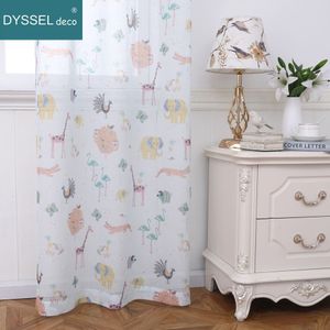 Gordijn Natuurlijke Kinderkamer Kindergordijn Leuke Cartoon Dieren Printting Europa Stijl Tulle Sheer Blackout Windows Drape Voor Kidroom 230626