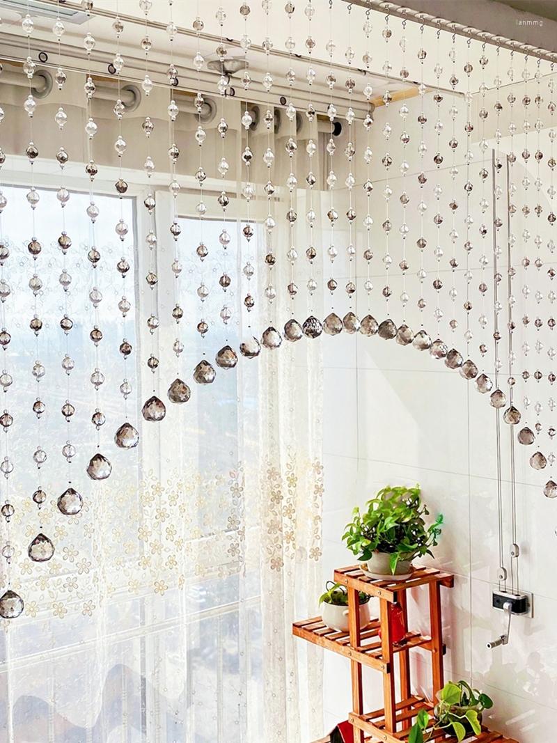 Zasłona bez uderzenia kryształowa koralika salon jadalnia drzwi do domu domek dekora