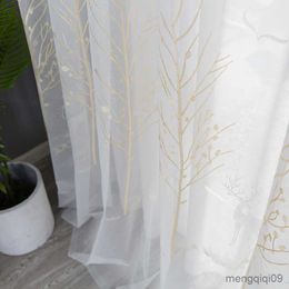 Cortina nórdica bordado blanco cortinas de tul para la sala de estar del dormitorio