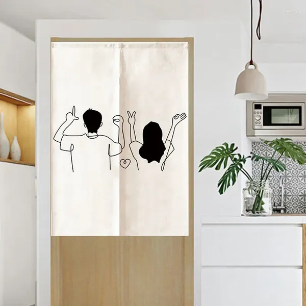 Cortina nórdica líneas minimalistas pareja colgante lino norens dormitorio baño decoración de la cocina noren