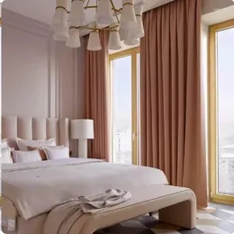 Rideau nordique rideaux de luxe légers modernes minimalistes pour chambre à coucher rose sale haut de gamme et en velours atmosphérique.