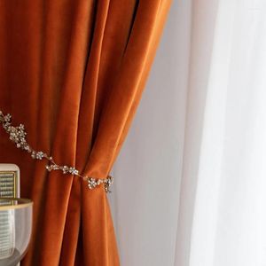 Gordijn Scandinavisch eenvoudig effen kleur gordijnen luxe oranje fluweel voor slaapkamer en woonkamer