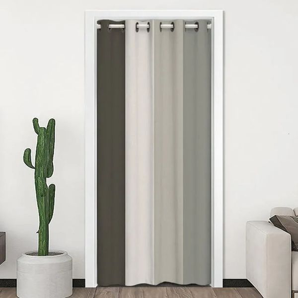 Rideau de porte de Style nordique, anneau de séparation gris dégradé, écran supérieur pour la Protection de la vie privée, décoration d'intérieur sans perforation, 150x200CM, 231101