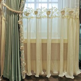 Gordijn Nordic Warm Solid Color Romantic Pretty Modern Exquisite Lace Shading Aangepaste gordijnen voor levende eetkamer slaapkamer