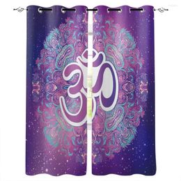 Rideau Ohm Symbole Inde Violet Mandala Chakra Fenêtre Stores Salle De Bains Extérieure Tissu Décor Imprimer Enfants Traitement Idées Rideaux