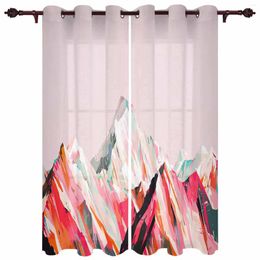 Curtain Huile Peinture de montagne Snow Modern Living Room Decor Window Traitements Drapes Balcon Cuisine Rideaux
