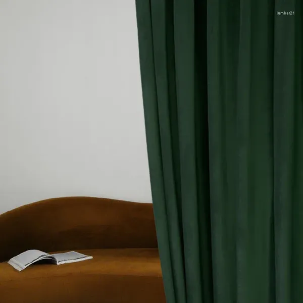 Cortina de terciopelo verde oliva, cortinas de tela opaca gruesa de lujo para sala de estar, comedor y dormitorio