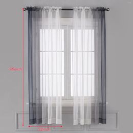 Rideau Ombre Sheer Curtains - Faux Linen Gradient Semi Voile Rod Pocket Bedroom And Living Room Set Of 2 Window Panel