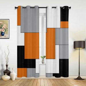 Gordijn oranje zwart grijs abstract gordijnen voor woonkamer slaapkamer keukenbehandelingen valance home decor gordijnen