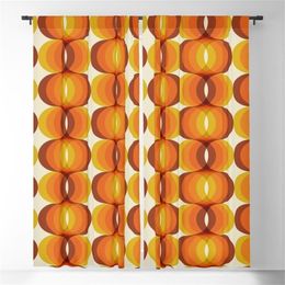 Gordijn Oranje Bruin en Ivoor Retro Golven Verduisterende Gordijnen 3D Print Gordijnen voor Slaapkamer Woonkamer Decor Raambekleding 231019