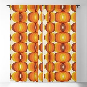 Cortina Naranja Marrón y Marfil Ondas Retro Cortinas Opacas Impresión 3D Cortinas de Ventana para Dormitorio Sala de Estar Decoración Tratamientos de Ventana 231019