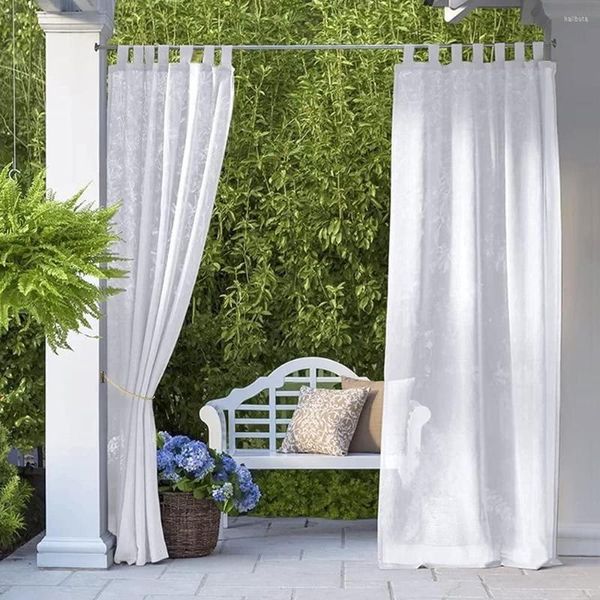 Rideau extérieur voilages étanche onglet haut blanc drapé pour cabana porte patio fenêtre Corridoe soleil chambre piscine cabane auvent pont