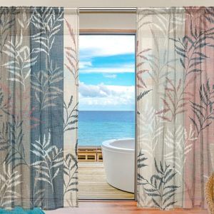Gordijn Palmblad Kleurrijke Streep Vintage Tule Gordijnen Slaapkamer Windows Sheer Voor Woonkamer Twee Panelen Gordijnen Home Decor
