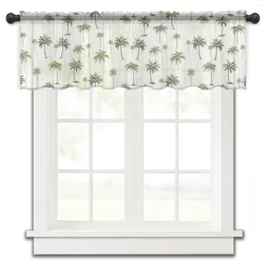 Cortina palmeras plantas hojas ventana pequeña cenefa transparente corto dormitorio decoración del hogar cortinas de gasa