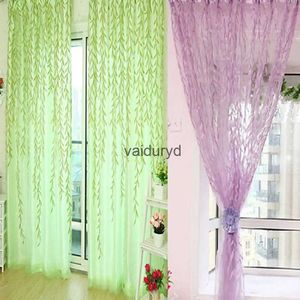 Rideau Pastoral Vert Saule Voilages Fenêtre Fil pour Salon Tulle Tissus Cuisine Gaze Simple Rideau Panneau Textiles de Maisonvaiduryd
