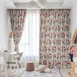 Rideau des rideaux d'occasion imprim￩s pastoraux pour le salon chambre ￠ coucher des stores finies de draps floral moderne.
