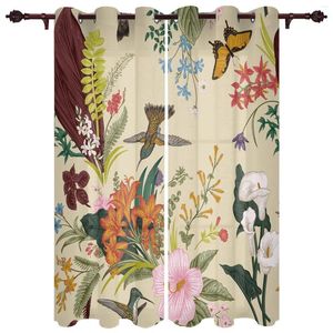 Rideau Patio fleurs oiseau papillon rétro intérieur salon chambre cuisine extérieur drapé pour porche Gazebo Pergola auvent