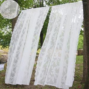 Curtain Patio Outdoor Voile transparent rideaux jardin net blanc transparent en dentelle transparente drapes de décoration de pique-nique poche