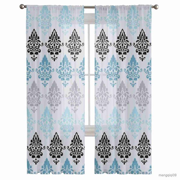 Rideaux à motif de pétales de feuilles, rideaux transparents denses pour salon et chambre à coucher, rideaux décoratifs en Tulle