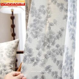 Curtain Pine Leaf Forest Jacquard Rideaux blancs épaissis pour la chambre de salon Balcon de fenêtre française Produit fini sur mesure