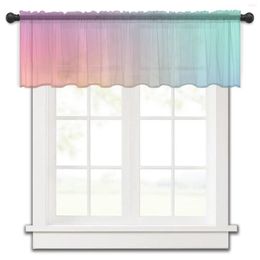 Cortina rosa azul púrpura verde azulado gradiente cocina pequeño tul transparente corto dormitorio sala de estar decoración del hogar cortinas de gasa