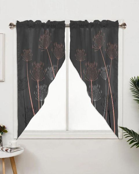 Rideau couleur rose Silhouette pissenlit rideaux pour chambre d'enfants salon fenêtre cuisine triangulaire
