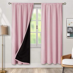 Gordijn roze dubbele laag black -out gordijnen voor slaapkamer raambehandeling vaste kleur hoge schaduw dikke blinds gordijnen