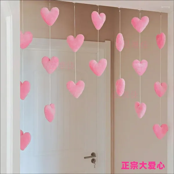 Cortina rosa en forma de corazón para puerta, decoración colgante, borla, divisor, cadena, habitación de niña, sala de estar, cenefa de ventana con cuentas dulces