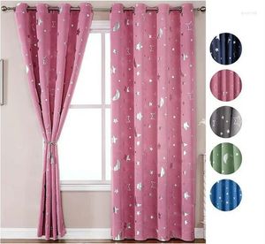 Gordijn Pink Star Moon Print Kids Boy Girls Window Curtains Room Thermisch geïsoleerd voor slaapkamer Home Decor