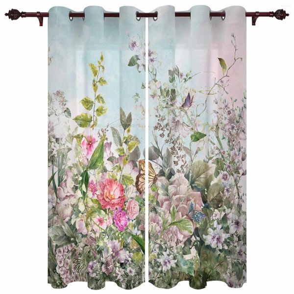 Curtain Plante Butterfly Illustration rideaux modernes pour le salon Décoration de la maison El Drapes Boucles de chambre à coucher Traitements de fenêtre