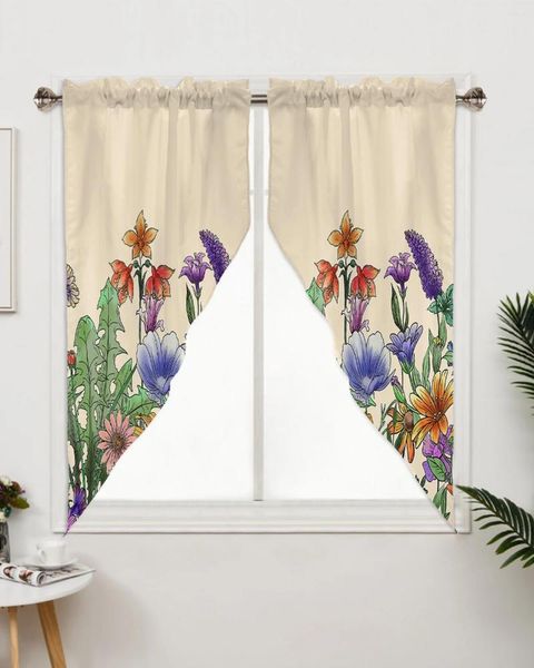 Cortina planta flor petunia lavanda cortinas para dormitorio ventana sala de estar persianas triangulares