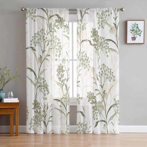 Curtain Plante Texture Fruit Vert Voile transparent rideaux de salon