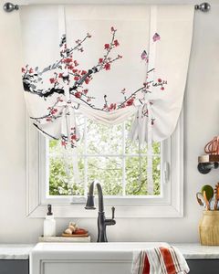 Rideau fleur de prunier rose papillon, fenêtre de Style chinois pour salon chambre à coucher balcon café cuisine à nouer romain