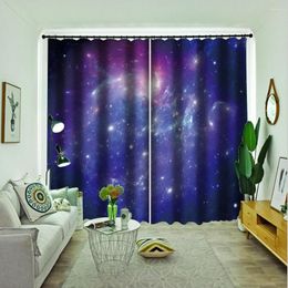 Cortina PO Blackout Window Drapes Luxury Blue Sky Stars Cortinas 3D Cortinas de dormitorio Espesante a prueba de viento