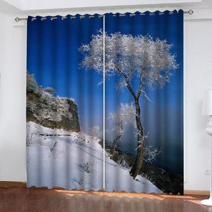 Gordijn po blackout venster drapes luxe 3d gordijnen winterboom printblockout polyester