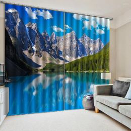Cortina Po paisaje azul cortinas decoración del hogar Blackout 3D estereoscópico insonorizado a prueba de viento