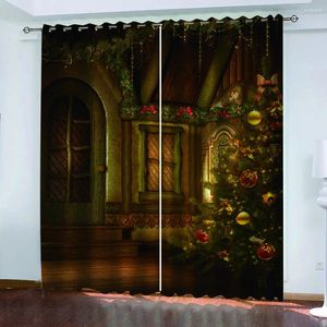 Curtain PO décor des rideaux de Noël Chambre salon épaissie du vent épaississant sans aspiration